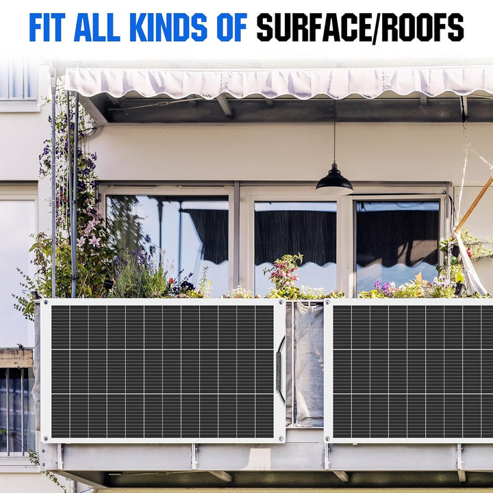 ECO-WORTHY 130W 12V Solarpanel Flexibel Monokristallines Solarpanel, Solarmodul mit Ladekabel für Wo