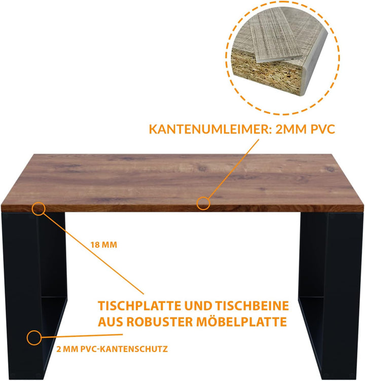 AKKE Couchtisch Wohnzimmertisch Beistelltisch Tisch Für Wohnzimmer Antique Oak 70 x 50 x 45 L:70cm x