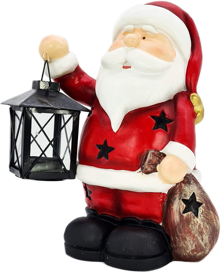 Wichtelstube-Kollektion 25cm Weihnachtsmann Dekofigur mit Laterne Weihnachtsdeko aussen Garten