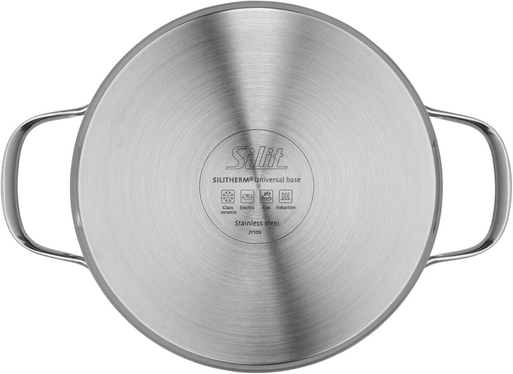 Silit Achat Kochtopf klein 20cm, Glasdeckel, Bratentopf Induktion 2,5l, Edelstahl teilmattiert, unbe
