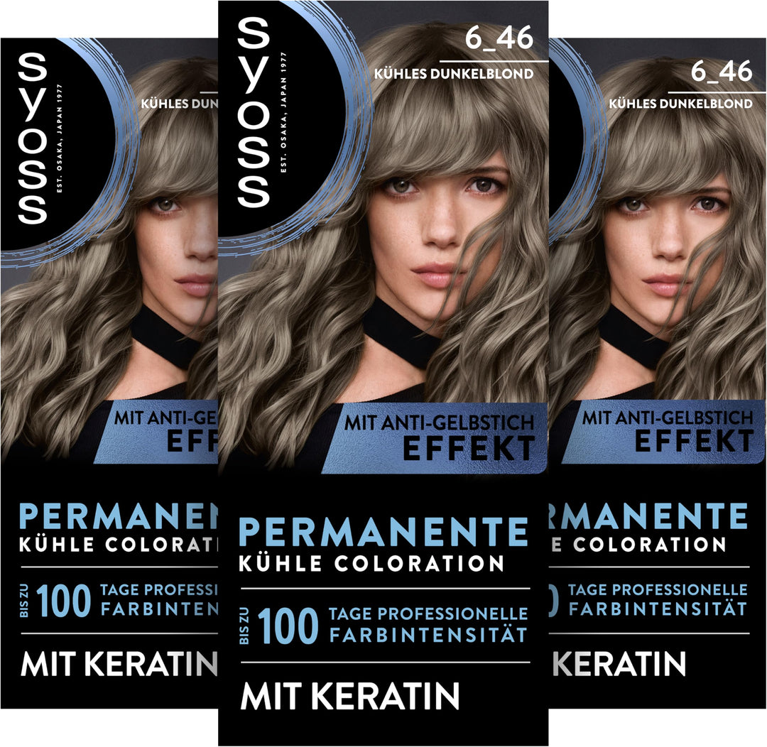 SYOSS Coloration 6_46 Kühles Dunkelblond (115 ml), permanente Coloration mit Keratin verleiht einen
