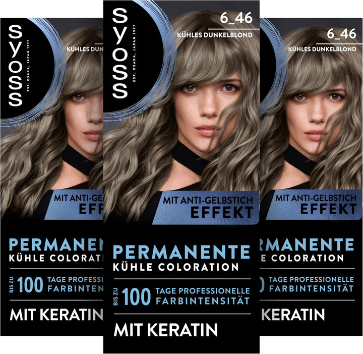 SYOSS Coloration 6_46 Kühles Dunkelblond (115 ml), permanente Coloration mit Keratin verleiht einen