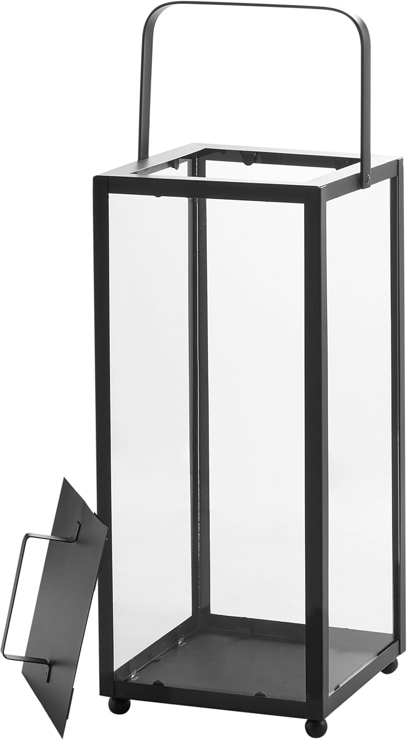 Windlichtlaterne Laterne Dekolaterne schwarz Metall Glaseinsatz H: 41 cm Lepar