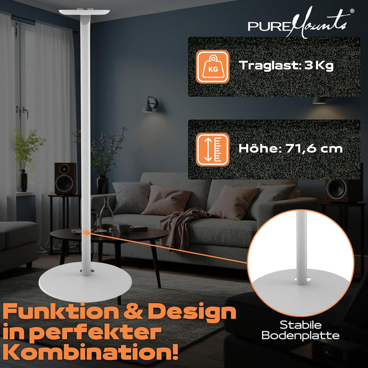 PureMounts, Lautsprecher-Halterung, Standfuss für Sonos One, One SL & Play:1, weiss Standmontage wei