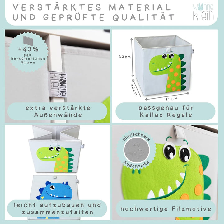 wonneklein Aufbewahrungsbox Kinder für Kallax Regal I Einsatz Kinderregal I Faltbox 33x33x33 Kinderz