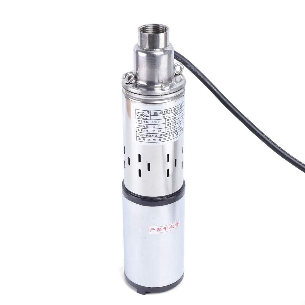 48V DC Tiefbrunnenpumpe 280W, Solar Tauchpumpe für Brunnen mit 17m Kabel, Edelstahl Wasserpumpe IPX8