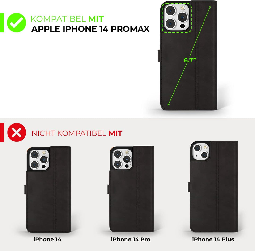 Snakehive iPhone 14 Pro Max Hülle Leder | Stylische Handyhülle mit Kartenhalter & Standfuss | Handyh