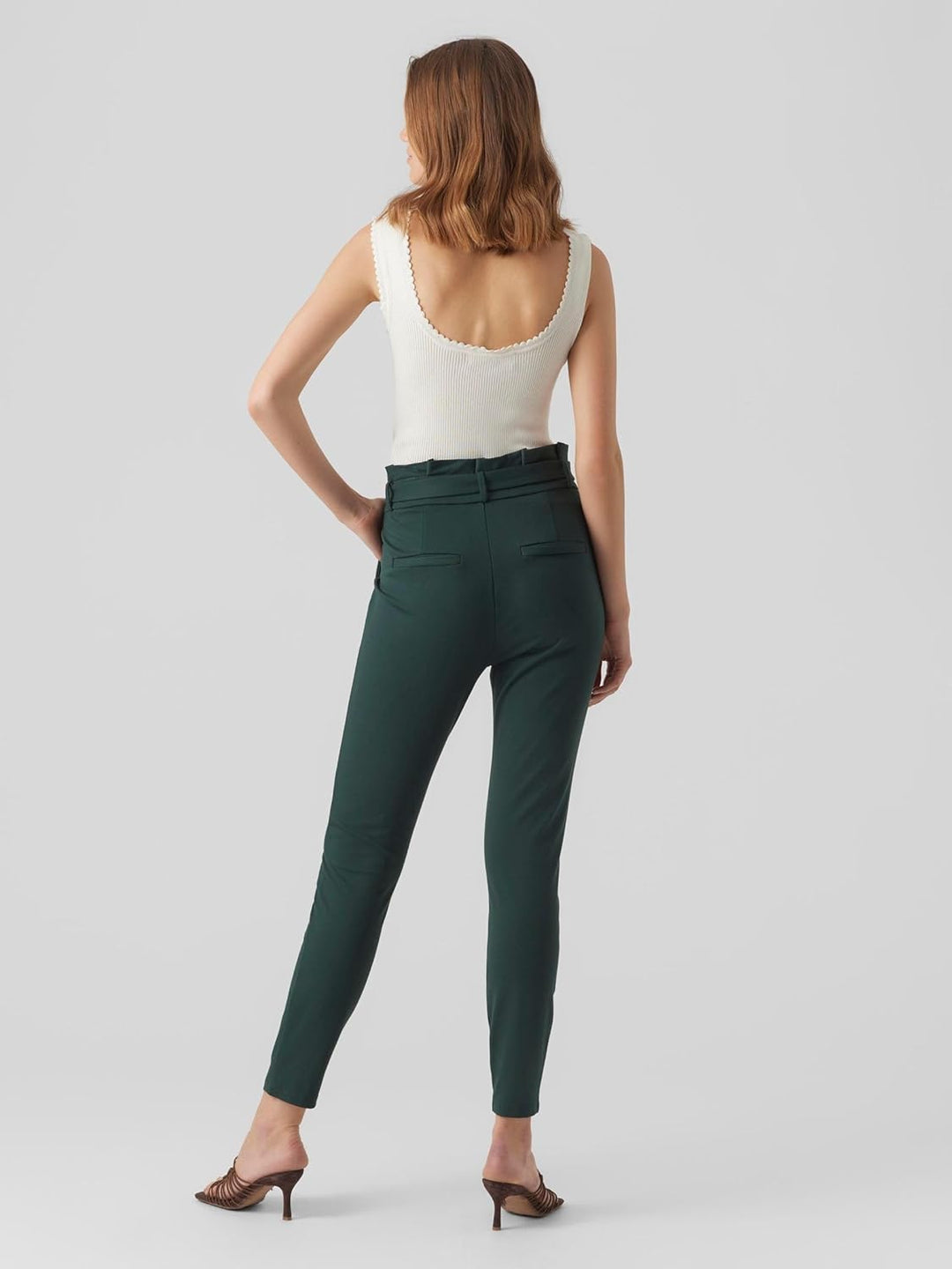VERO MODA Damen Vmeva Hr Loose Paperbag PNT Ga Tall Noos Hose, Pine Grove