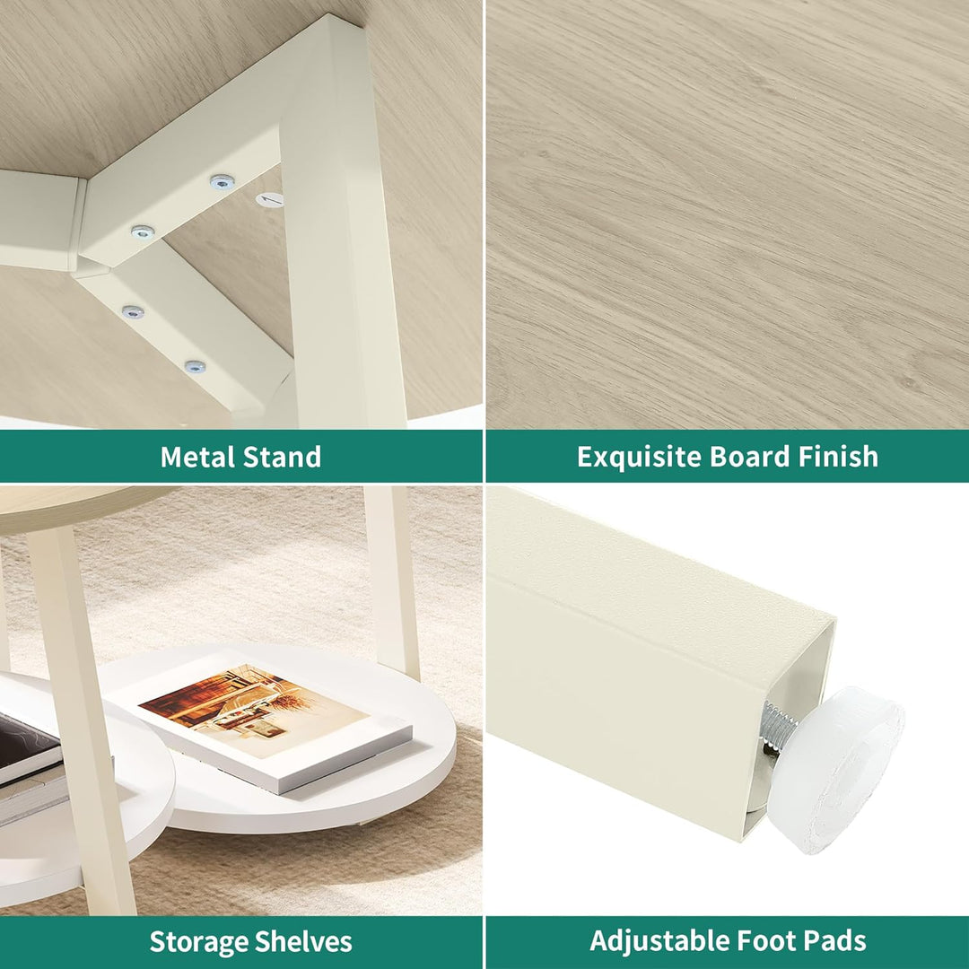 YITAHOME 2er Set Couchtisch Set Rund, Wohnzimmertisch mit Stauraum, Beistelltisch 2er Set Stapelbar