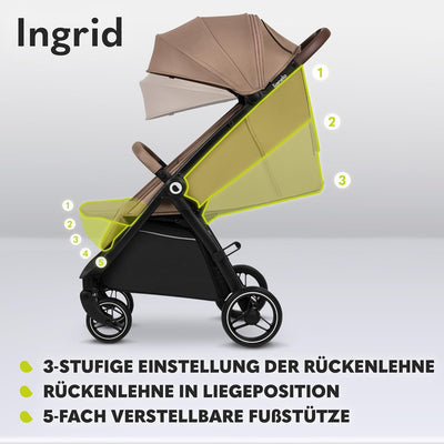 LIONELO INGRID Kinderwagen bis 22 kg von 6 Monaten bis 4 Jahren Grosse 360° schwenkbare Räder Volle