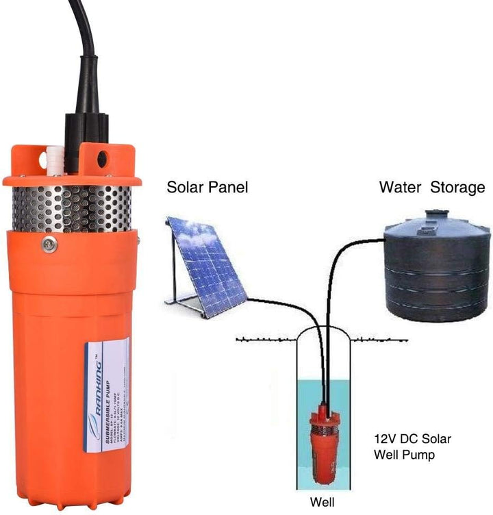 12V Solarbetriebene Tauchpumpe 150W Tief Wasser Lager Brunnen Wasserpumpe Solar-Wasserpumpe 6,5 l/mi