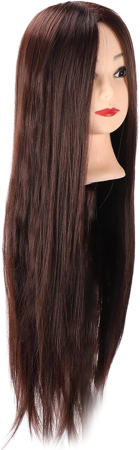 Bonbela Haar Schaufensterpuppen Kopfhaarstyling Kopf Haar Übung Kopf mit Hohen Synthetischen Geraden