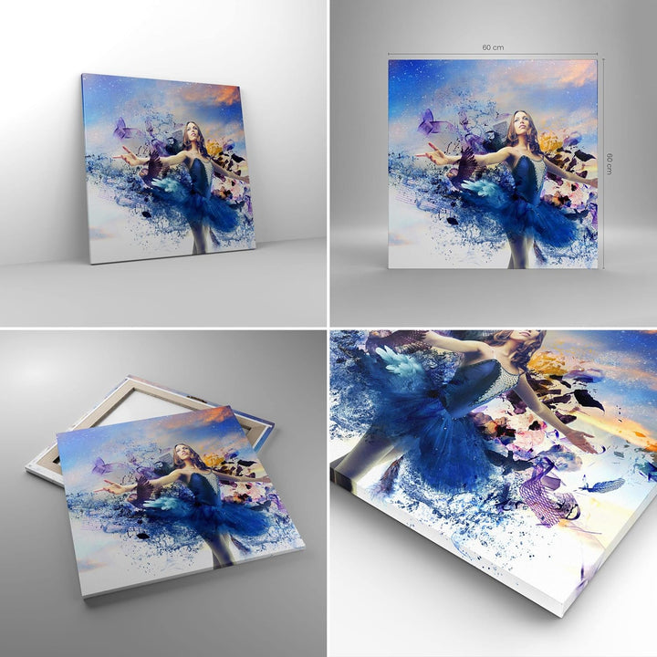 Bilder auf Leinwand Ballerina Tänzer Tüll Kleid Leinwandbild 60x60cm Wandbilder Dekoration Wohnzimme