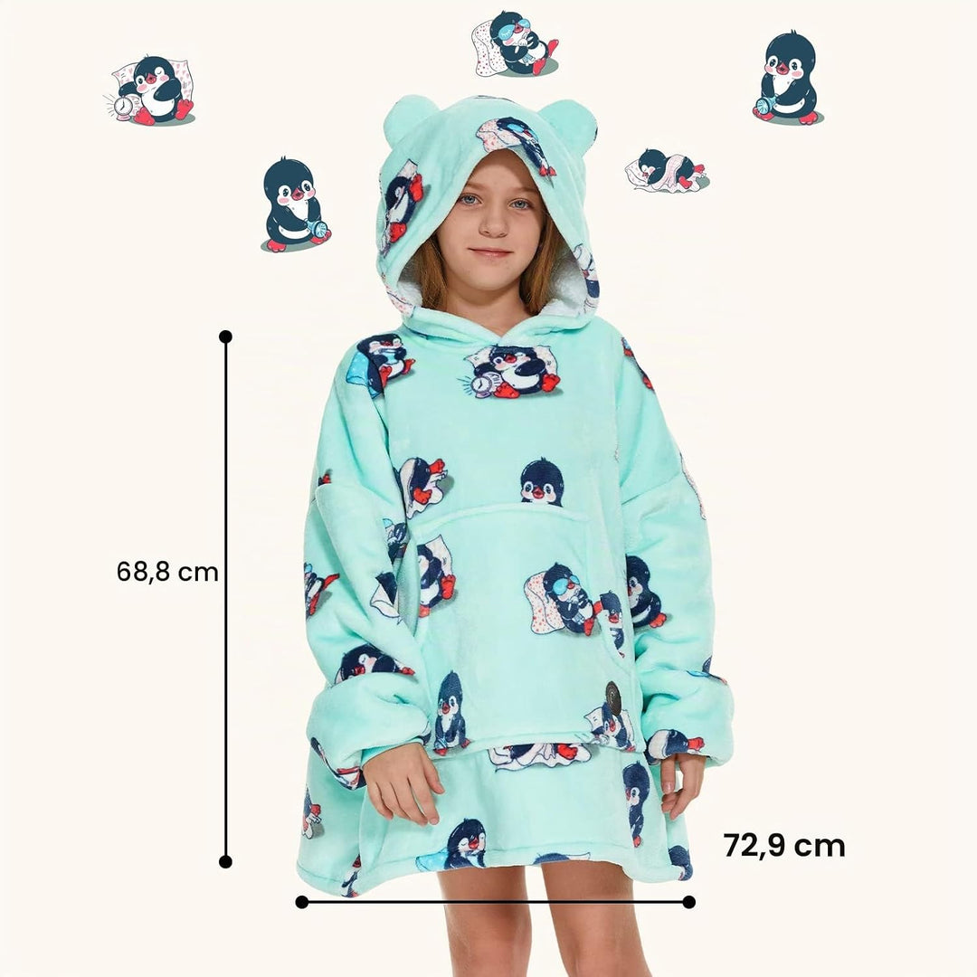 THREE POODLE Oversize Decken Pullover Kuschelpullover für Kinder, Warm und Weiches Futter, Übergross