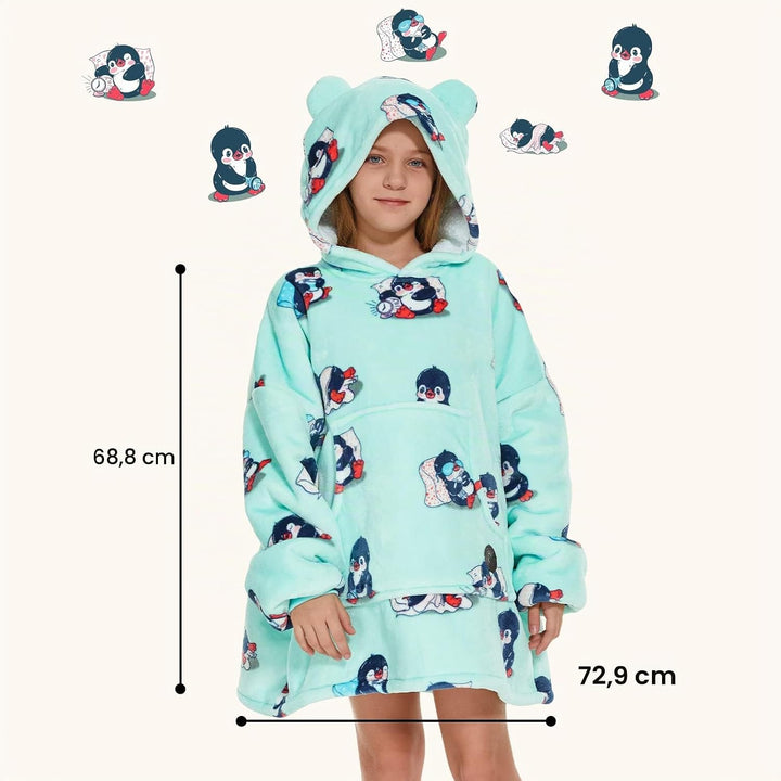 THREE POODLE Oversize Decken Pullover Kuschelpullover für Kinder, Warm und Weiches Futter, Übergross