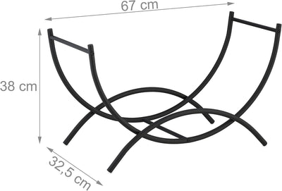 Relaxdays Kaminholzkorb, Metall, HBT: 38 x 67 x 32,5 cm, Kaminholzhalter für innen, geschwungener Ho