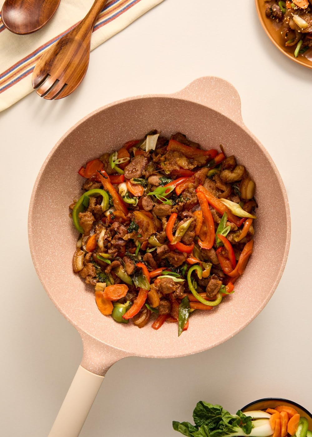 CREATE / WOK STUDIO/Wok aus Aluminiumguss mit Keramikbeschichtung Sand/Für alle Herdarten geeignet,