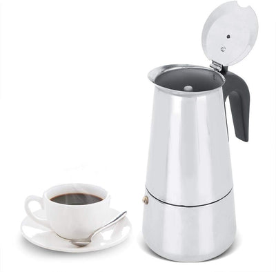 Ymiko 450ml Edelstahl Elektrokochherd Moka Herstellungskanne Espressotassenmaschine Heizungsset EU-S