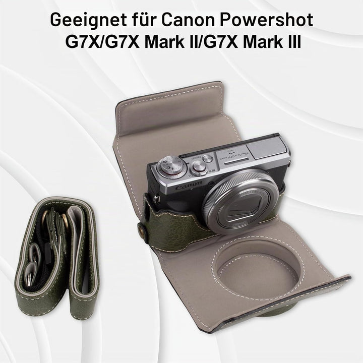 Rieibi G7X G7X II G7X III Hülle, Vintage Leder Kameratasche für Canon PowerShot G7 X/G7 X Mark II/G7