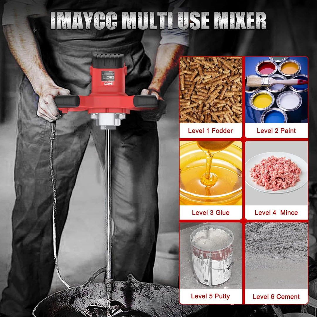 IMAYCC Mörtelrührer, 2100W Betonmischer, Rührwerk Beton with 6 Speed, Quirl Mörtelrührer m14, Rührge