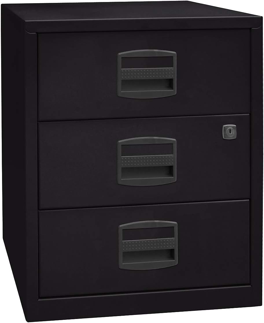 Bisley Home mobiler Beistellschrank PFA, 3 Universalschubladen, Metall, 355 Silber, 40 x 41.3 x 52.8