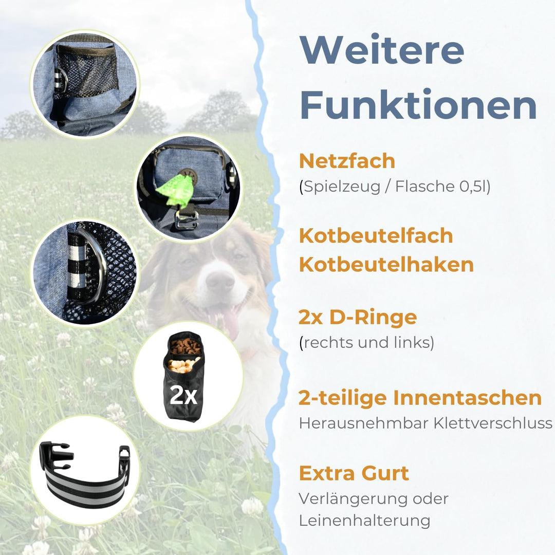 Leckerlitasche für Hunde - wasserdichte Hunde Leckerlitasche & Bauchtasche Hundetraining, Gassi Tasc