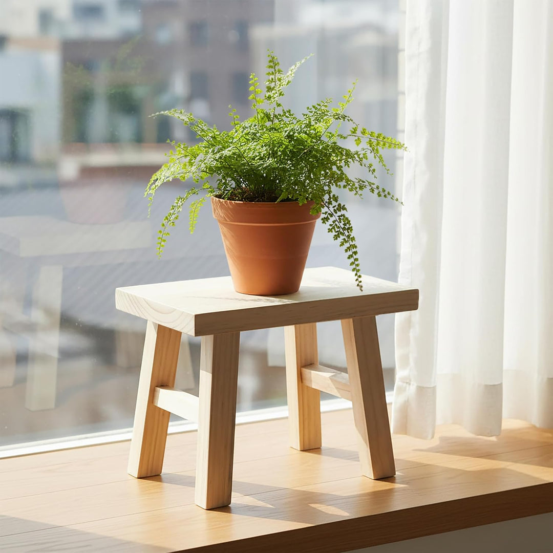 Spetebo Echtholz Blumenbank Natur rechteckig - 31 x 25 cm - Holz Pflanzenständer naturbelassen - Blu