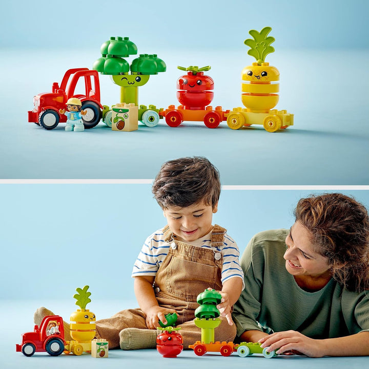 LEGO DUPLO My First Obst- und Gemüse-Traktor, Geschenk Spielzeug zum Basteln, Sortieren und Stapeln