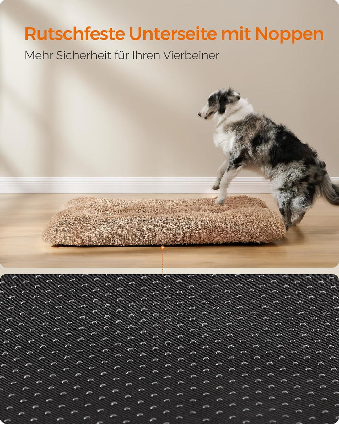 Feandrea Hundebett, Hundekissen, Flauschige Hundematte, Langer Plüsch, 122 x 74 cm, weiche Polsterun