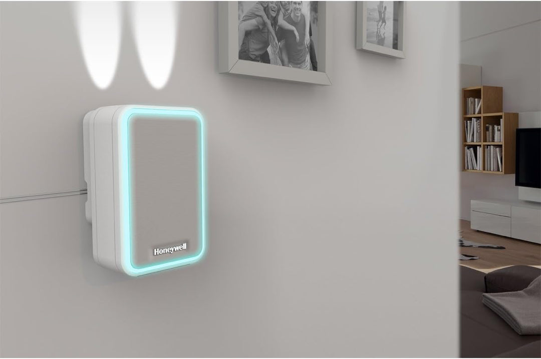 Honeywell Home DW315S Serie 3 verdrahteter LED-Türgong mit Stummschaltung und LED-Licht (weiss), ver