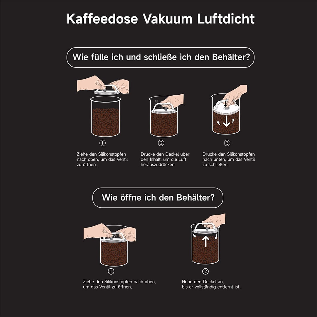 HAUSPROFI Kaffeedose Luftdicht für 1kg Kaffeebohnen, Kaffeebohnen Behälter mit Kaffeeportionierlöffe