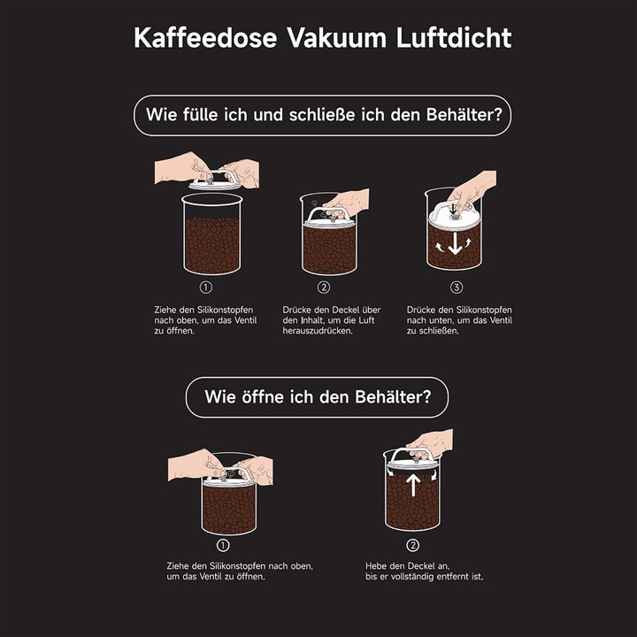 HAUSPROFI Kaffeedose Luftdicht für 1kg Kaffeebohnen, Kaffeebohnen Behälter mit Kaffeeportionierlöffe