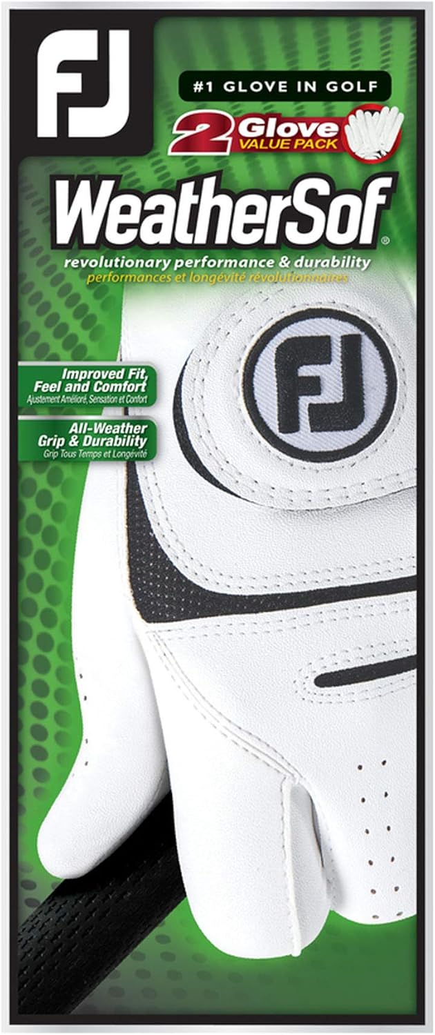 FootJoy WeatherSof Golfhandschuh für Damen, Weiss Weiss Men's Large 2 Pack Rechts, Weiss Men's Large