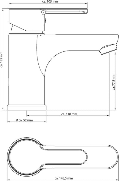 EISL NI075DINNI DIZIANI Wasserhahn fürs Bad in Edelstahl Optik, Einhebelmischer Farbe Nickel mit Abl