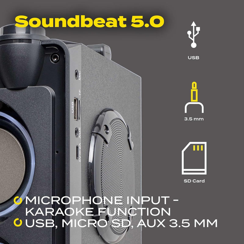 Overmax Soundbeat 5.0 Bluetooth-Lautsprecher, USB, SD, AUX Radio, 20 W, Karaoke-Funktion, Wiedergabe