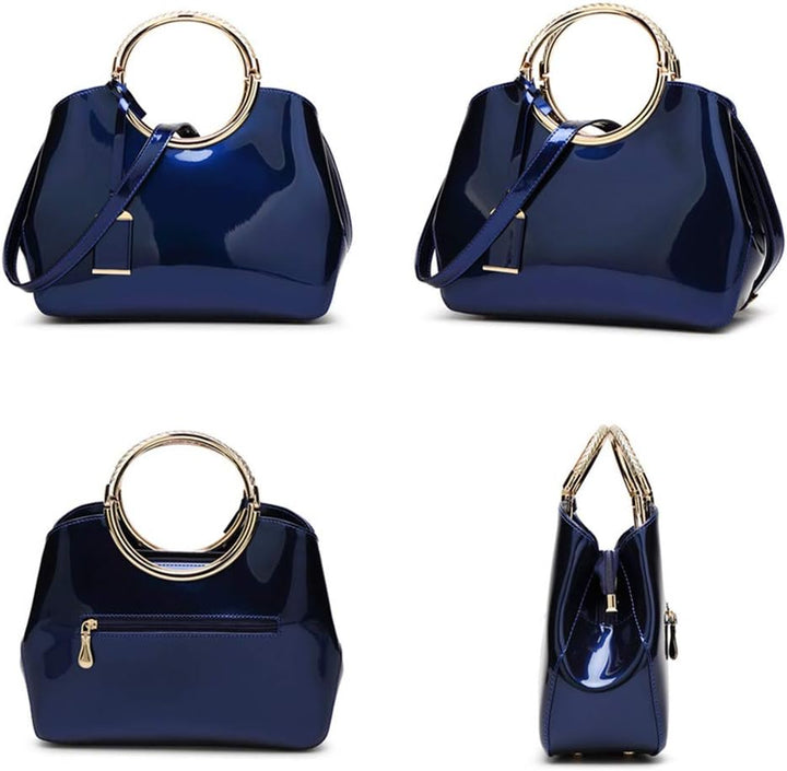 Damen Handtaschen, Damen Top Griff Taschen, Lackleder stilvolle Tote Schultertasche Handtasche für d
