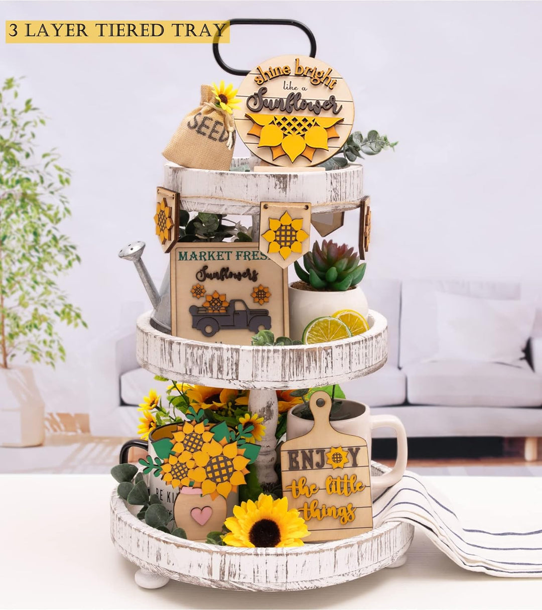 Sonnenblumen-Dekor – Bauernhaus-Sonnenblumen-Dekorationen – rustikale Sonnenblumen-Dekoration – Früh
