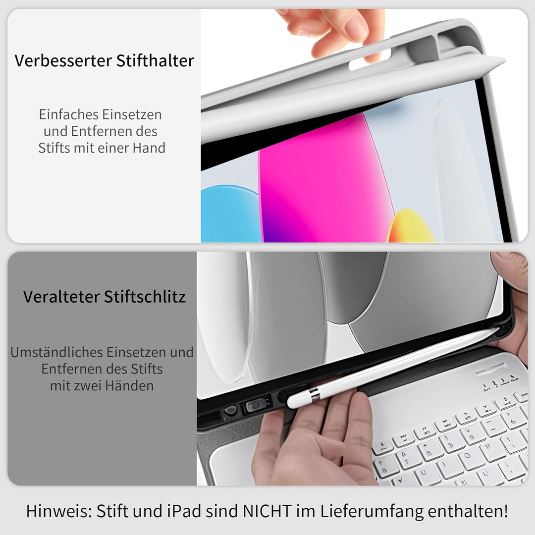 GKABXY Hülle mit Tastatur für iPad A16 11 Generation 2025/10 Generation 2022(11/10.9 Zoll), Soft TPU