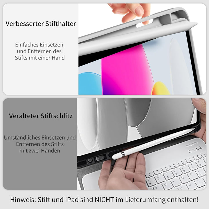GKABXY Hülle mit Tastatur für iPad A16 11 Generation 2025/10 Generation 2022(11/10.9 Zoll), Soft TPU