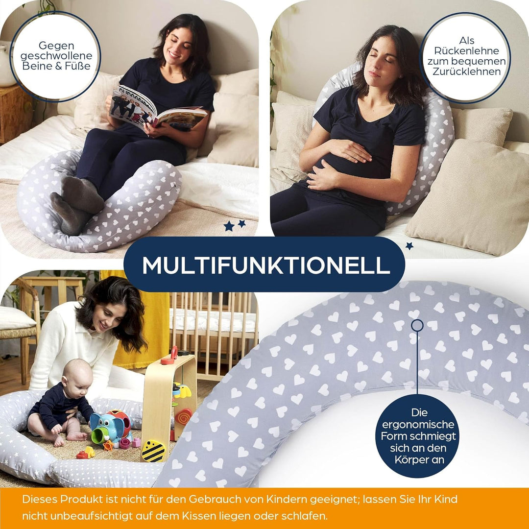 Niimo 2-in-1 Stillkissen XXL - Schwangerschaftskissen Seitenschläferkissen mit Bezug, Komfortkissen
