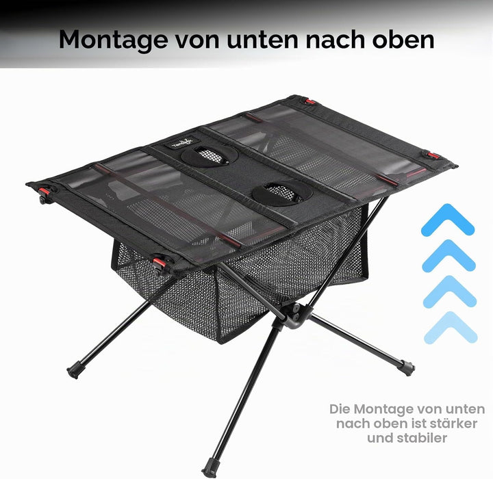 Tentock Ultraleichter Camping Tisch Klapptisch Aluminium Leicht Stabil Campingtisch Tragfähigkeit bi