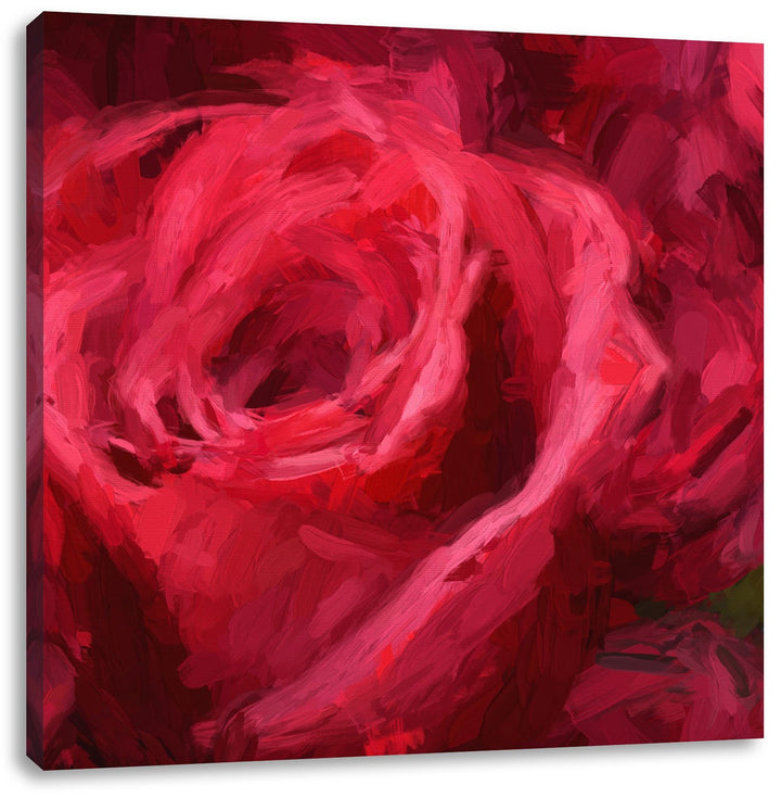 Pixxprint Romantische Rosen Pinsel Effekt, Format: 70x70 auf Leinwand, 70x70