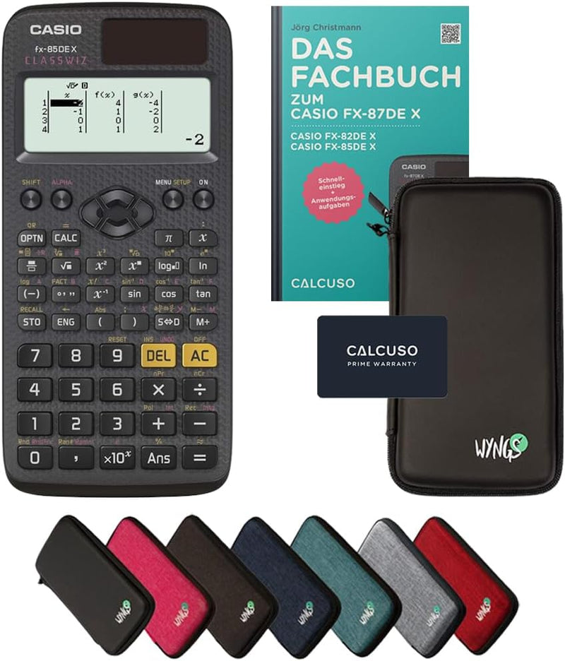 CALCUSO Standardpaket: Casio FX-85DE X ClassWiz technisch-wissenschaftlicher Taschenrechner + WYNGS
