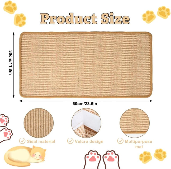 2 Stück Kratzmatte Katze, Kratzteppich Sisal, 60 x 30 cm Wand Katzenkratzbrett, Sisal Fussmatte Tepp