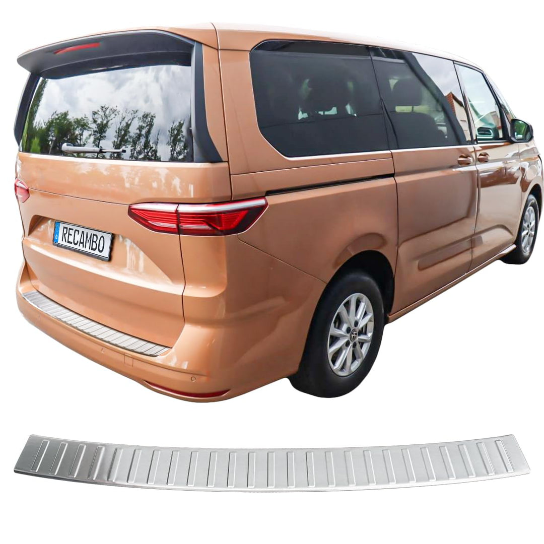 RECAMBO Ladekantenschutz Edelstahl kompatibel für VW T7 | Typ ST | BJ ab 2021 - matt gebürstet mit T
