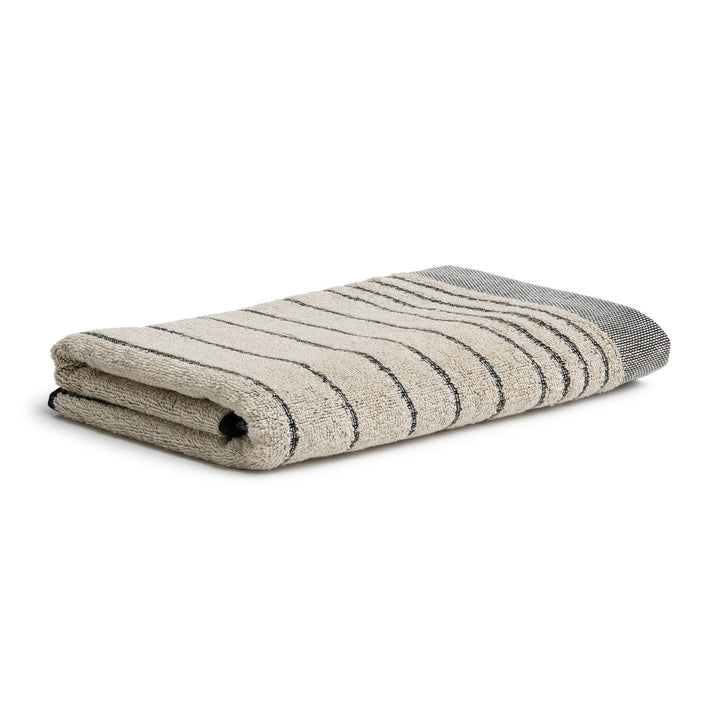 möve Eden Duschtuch Querstreifen mit Schlauchsaum 80 x 150 cm aus 80 % Baumwolle / 20 % Leinen, natu