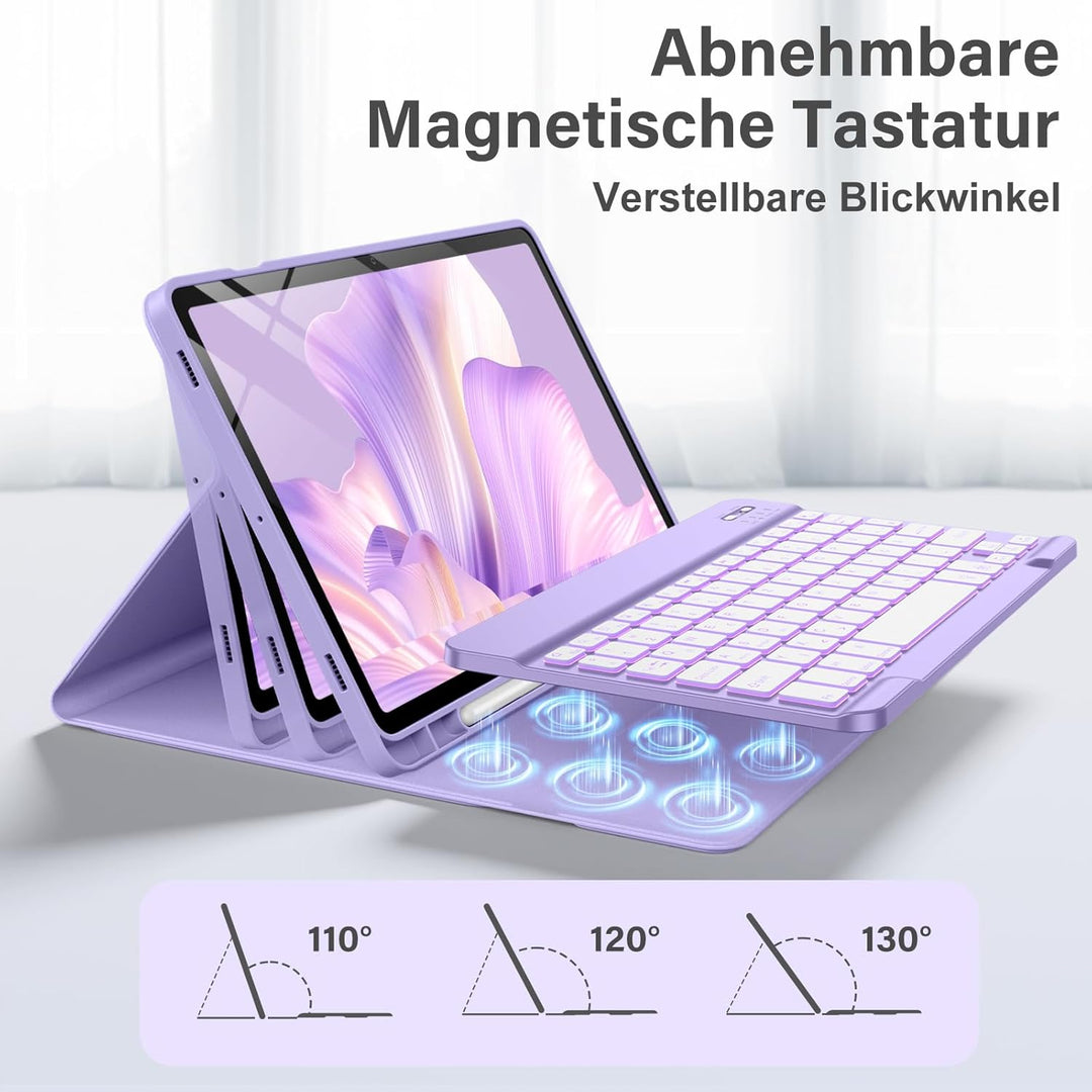 Vobafe Tastatur Hülle für Samsung Galaxy Tab S10 Lite/S10 FE/S9 FE 10.9 Zoll/Tab S9 11 Zoll, 7-Farbe