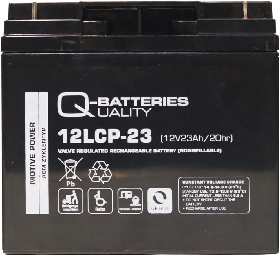 Q-Batteries 12LCP-23 / 12V - 23Ah Blei Akku Zyklentyp AGM - Deep Cycle VRLA - Anschluss F3