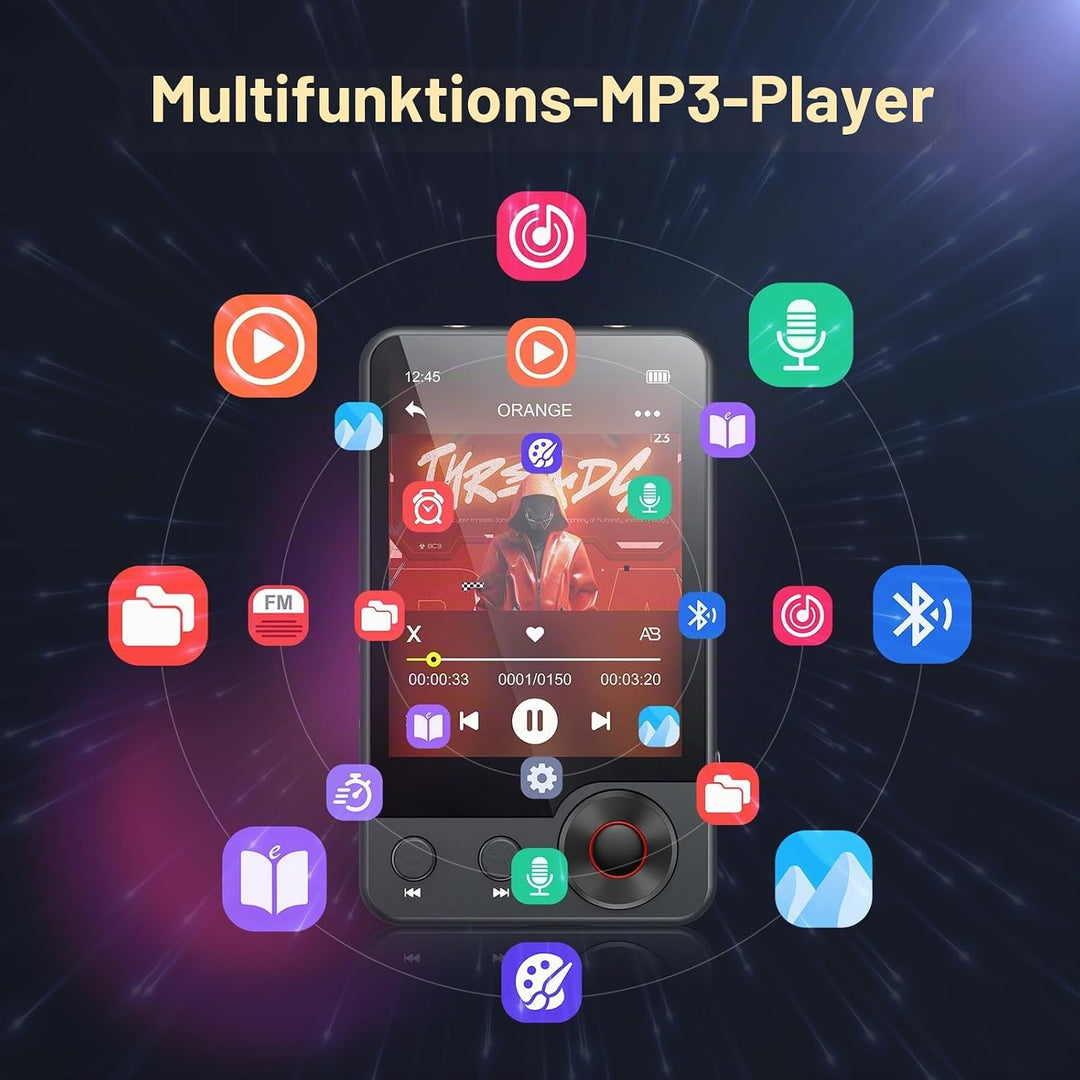 128GB MP3-Player mit Bluetooth 5.3, Oilsky 2,4 Zoll tragbarer Touchscreen MP3 Musikplayer mit Lautsp