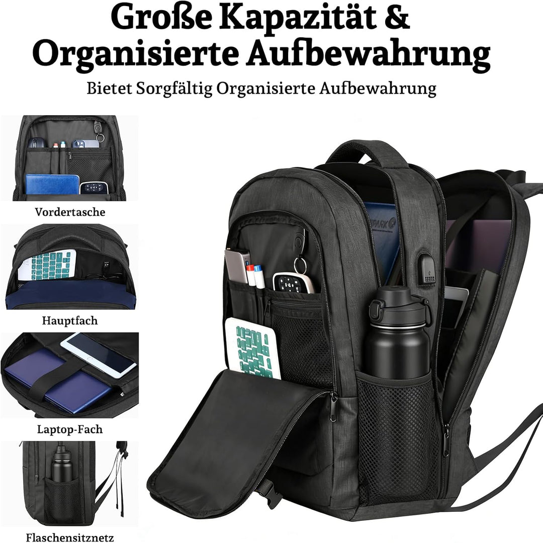 Rucksack Herren, Gross 15-17,3 Zoll Schulrucksack Laptop Rucksack, Business Reiserucksack mit USB La